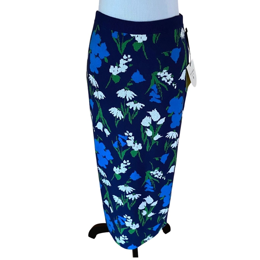 Kate Spade x Target NWT Navy Blue Floral Knit Maxi Skirt S NEW